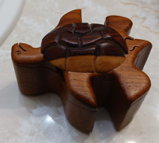 Wood Turtle Puzzle Box Jewelry Trinket Box - 5 x 4.5 x 3.75 - Old & well-stored picture