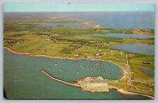 1960s AERIAL VIEW SAKONNET POINT & BLUFF HEAD RHODE ISLAND  PC chrome postcard picture