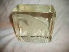 MID CENTURY BLENKO GLASS BLOCK ETCHED AQUARIUM REEF FISH CLEAR CHUNKY 1960s picture