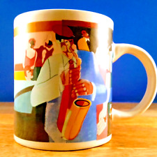 Gibson Coffee Tea Mug Cup Saxophone Martini Vintage Jazz Club Art Music RARE picture