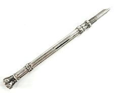 Antique Sterling Silver Dual Combo Mechanical Pencil Dip Pen Amethyst Jewel Top picture