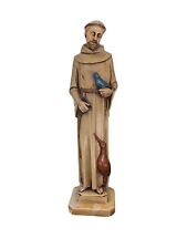 Vintage Religious ST  FRANCIS of ASSISI Statue with Bible & Birds Figure 14.5 