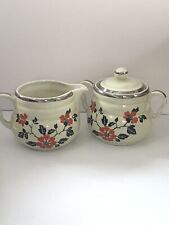 vintage Hall China cream and sugar red poppy design good Condition.        40s picture