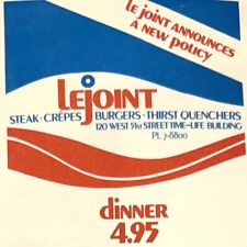 1974 Le Joint Restaurant Menu West 51st Street Time Life Building New York #1 picture