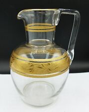 French Baccarat Acorn Crystal 22k Gold Band with Oak Leaves Wine Pitcher picture