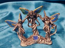 Ridolfi Gallo Pewter Three Fairies Figurine Blue Crystal September Sapphire  picture