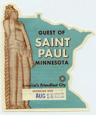 1959 Guest Of Saint Paul Minnesota America's Friendliest City Parking Sticker picture