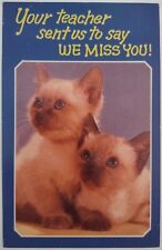 Vintage Postcard Cute Kittens Miss You From Teacher Cat AA46 picture
