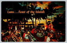 c1960s Luau Hawaiian Feast Tiki Waikiki Hawaii Vintage Postcard picture