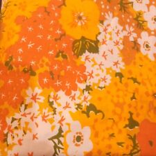 Vintage '70s Goldenrod FLOWER POWER single TWIN Flat Sheet Box 25 picture