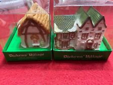 2 Vintage Dept 56 Lite Up Ornaments Dickens Village Mini Cottages NOS 2 Inches T picture