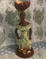 RARE Jamaica Frazer’s Ceramic Earthware Jamaican Lady W/ Fruit Figurine BOHO picture
