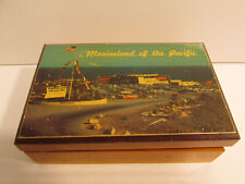 RARE MID CENTURY MODERN 1960S MARINELAND OF THE PACIFIC JEWELRY CEDAR WOOD BOX picture
