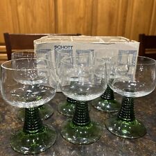 Set of 6 German SCHOTT Noble Cristallin Green Beehive Stem Wine Glasses picture