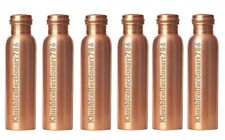 Handmade Copper Smooth Water Drinking Bottle Ayurveda Health Benefits Set Of 6 picture