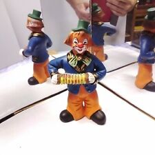 Handmade Portugal Norleans Clown w/Squeeze Box Figurine w/Orig Tag Accordion  picture