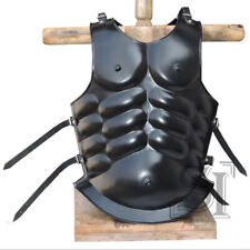 Medieval Roman Greek Muscle Body Armor Black, Made of 16-gauge steel... picture