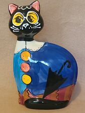 Turov Ceramic Cat Rain Signed With Sticker Umbrella picture