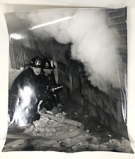Original Vintage Oversized 20x16 Photo - Milwaukee Fire Dept 32 Fighting Fire picture