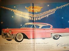 1957 pink Cadillac 2-page large mag car ad -