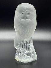 Vintage Nybro Swedish Satin Art Glass Owl Sculpture Paperweight 1985 Sweden Mint picture