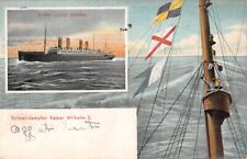 SS KAISER WILHELM II AT SEA, NORD-DEUTSCHER LLOYD SHIP LINE, FLAGS ~ used 1906 picture