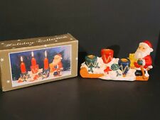 NEW ION BOX World Bazaars Holiday Collection Ceramic Santa 3 Taper Candle Holder picture