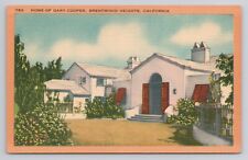 Home of Gary Cooper Brentwood Heights California Linen Postcard No 2976 picture