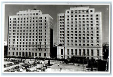 c1950's Two Big Buildings One Is Hotel Parked Cars Chile RPPC Photo Postcard picture