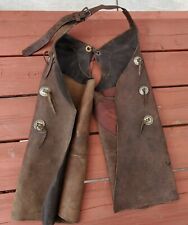 Vintage Used Leather Batwing Cowboy Chaps Unknown Maker picture