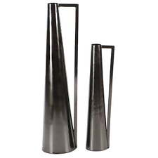 Dark Gray Metal Vase with Handles, Set of 2 picture