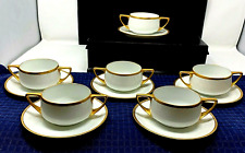 12pc Antique White Gilded Gold Rosenthal Donatello Ice Cream, Soup Bowls Saucers picture