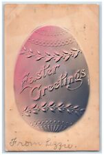 c1905 Easter Greetings Egg Airbrushed Embossed Posted Antique Postcard picture