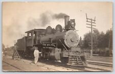 Wyanet Illinois~The Helper~Railroad Workers With Steam Locomotive~c1910 RPPC picture