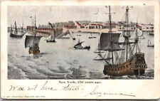 Postcard NY New York 250 Years Ago Ships Boats picture