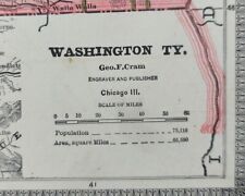 Vintage 1885 WASHINGTON TERRITORY Map 13