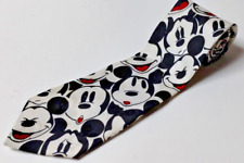 Vintage Disney MICKEY MOUSE Faces All Over Black & White Tie Disney Store picture