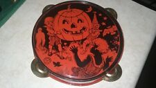 Vintage Rare J. Chein & Co. Halloween Tambourine Noisemaker Pumpkin Owl Cats picture