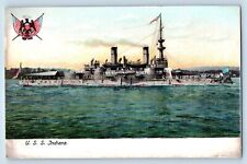 Indiana Postcard USS Steamer Navy Battleship Warship Ship c1905 Vintage Antique picture
