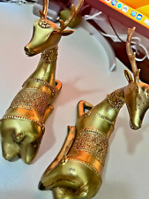 Two of Brass Deer India Ornate Sculpture Figurine Sarreid MCM Hollywood Regency picture