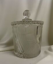 Vintage Crystal Biscuit Jar Cookie Jar Frosted Crystal Floral Lily Motif Perfect picture