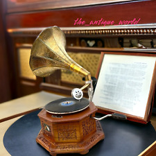 Vintage Charm Embodied: Handmade Embroidered HMV Gramophone Record Player Gift picture