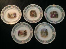 Lot of 5 Antique L.S.& S. Austria Hand Painted Plates Shakespeare Scenes picture