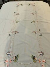 Lovely Vintage Ivory Embroidered Tablecloth, 100