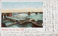 Ships, Waterfront: Historic Eads Bridge, Greetings From St. Louis, MO. Pre-1905. picture