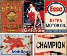 5 pcs Reproduced Vintage Tin Signs, Retro Gas Oil Sign for Man Cave Garage, 8x12 picture