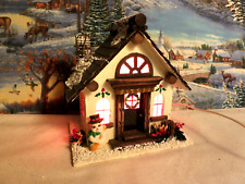 Vintage Bavarian Style Putz Chalet House With Snowman LIGHTED 1228 picture