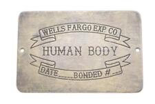 ANTIQUE WELLS FARGO EXP CO HUMAN BODY COFFIN CASKET BRASS TAG MARKER picture
