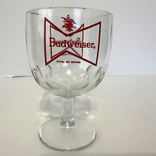 Vintage BUDWEISER BEER Glass Red Bow Tie Thumbprint Schooner Mug Stein Chalice picture