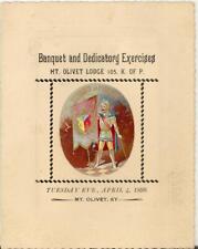 1899 Knights of Pythias Dedicatory Exercises Menu MT. OLIVET KENTUCKY VG Superb picture